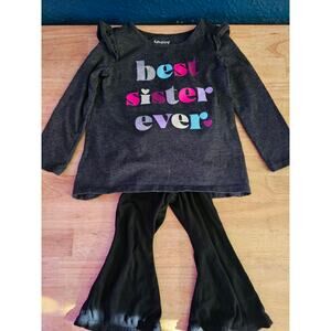 2T Outfit Set – “Best Sister” Long Sleeve Top & Black Pants